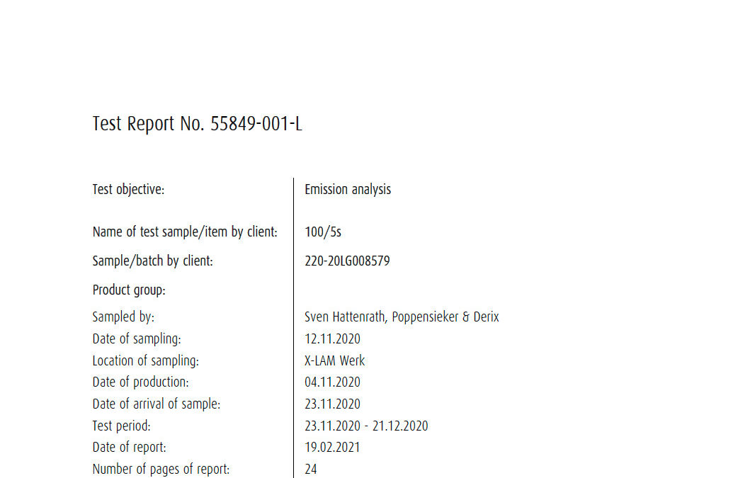 Emissionstest X-LAM mit PU-Leim