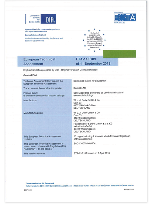 Europese technische goedkeuring X-LAM (Engels)