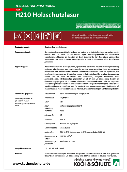 Informatiefolder H210 houtbeschermende beits