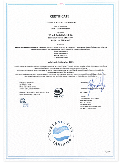 Certificate PEFC
