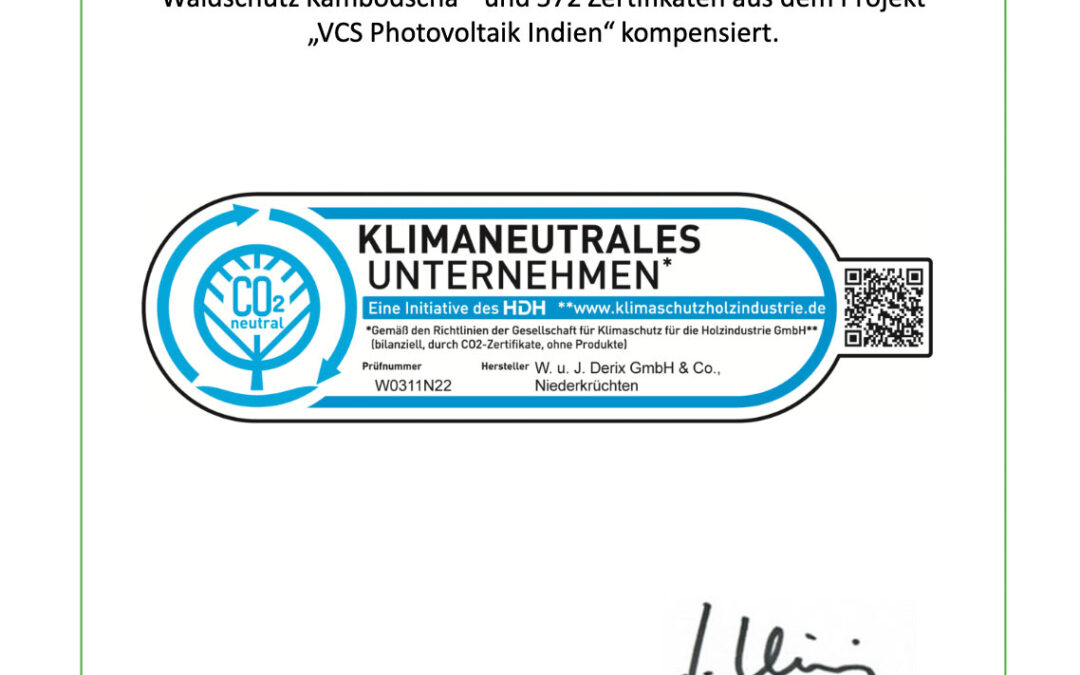 Klimaneutrales Unternehmen NK (W. u. J. Derix)